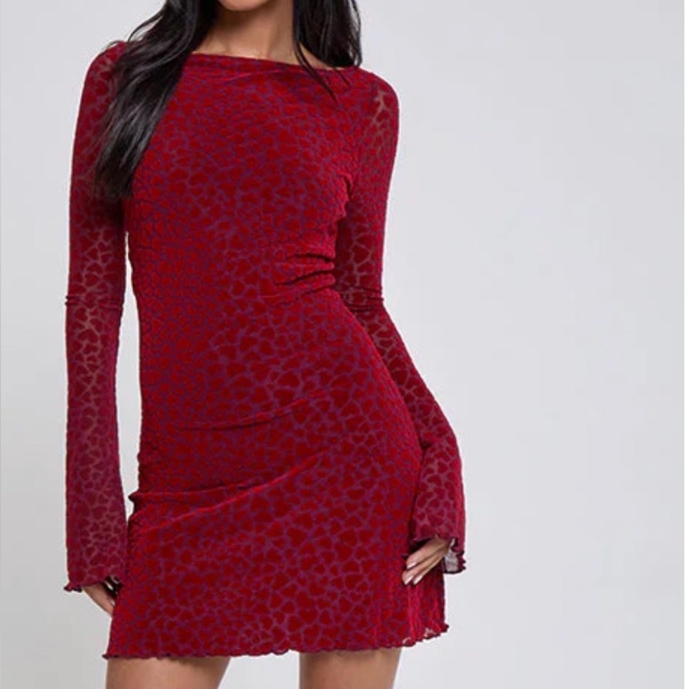 Urban Outfitters Red Long Sleeve Dress